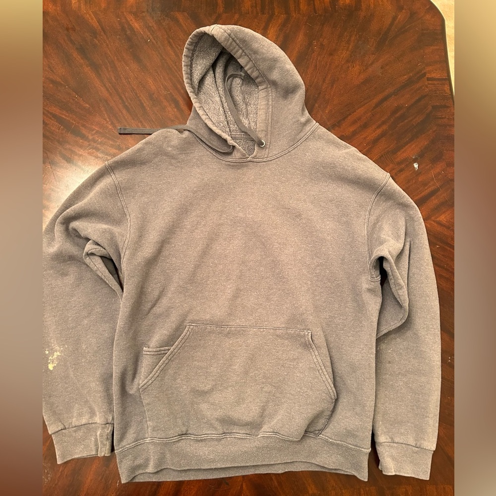 Vintage Gray Hoodie with Visible Distress Areas